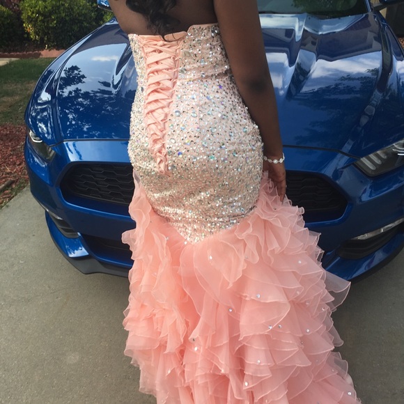 Pink Rhinestone Prom Dress - Picture 3 of 8